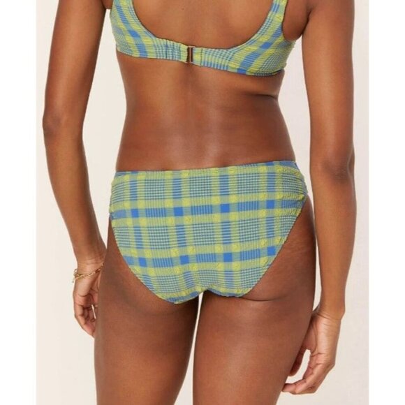 Andie Swim The Bikini Bottom Avacado-Plaid Small Bikini Swimsuit Low Rise - Picture 2 of 2